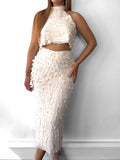 Cut Fringe Halter Top & Skirt Set