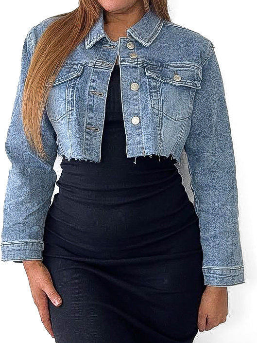 Raw Hem Crop Denim Jacket