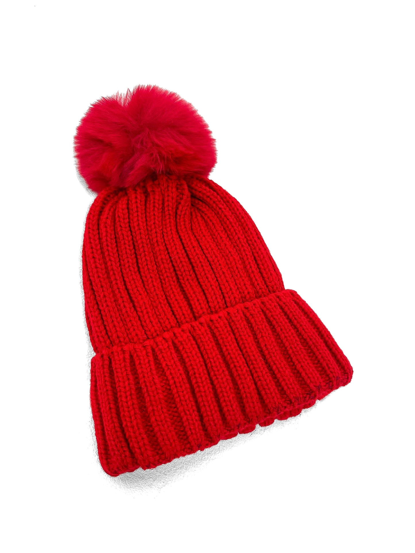 Rib Knit Pom Pom Beanie