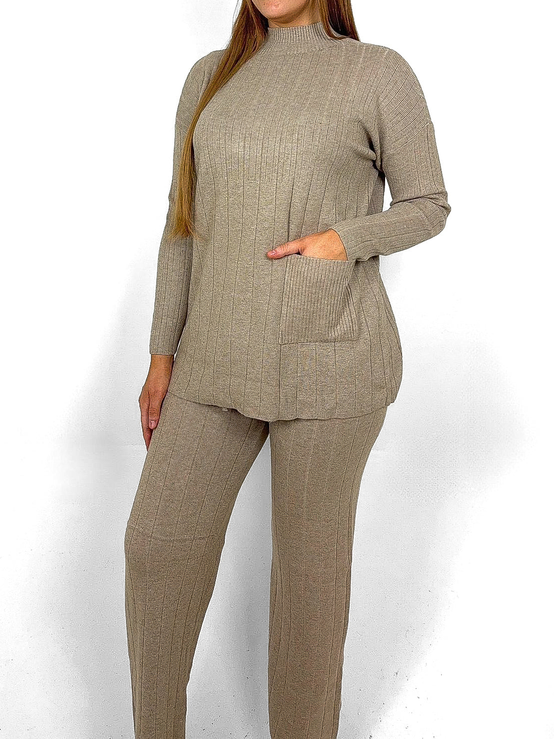 Pocket Front Oversize Sweater & Trousers Lounge Set