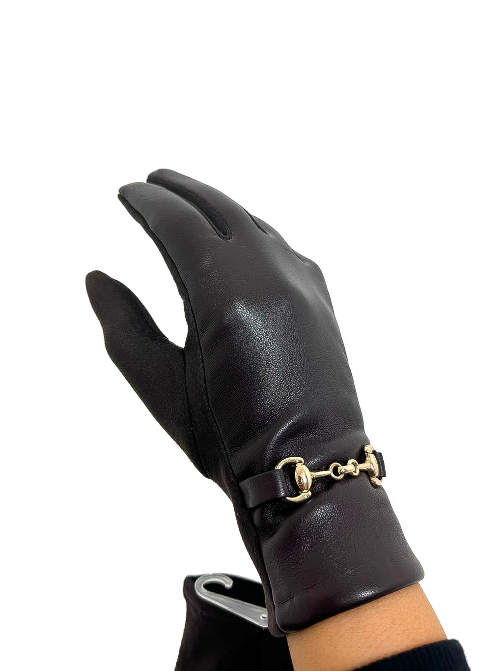 Horsebit Detail PU Gloves