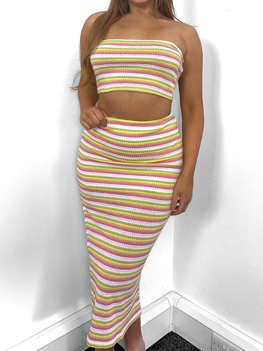 Summer Knit Tube Top & Skirt Set