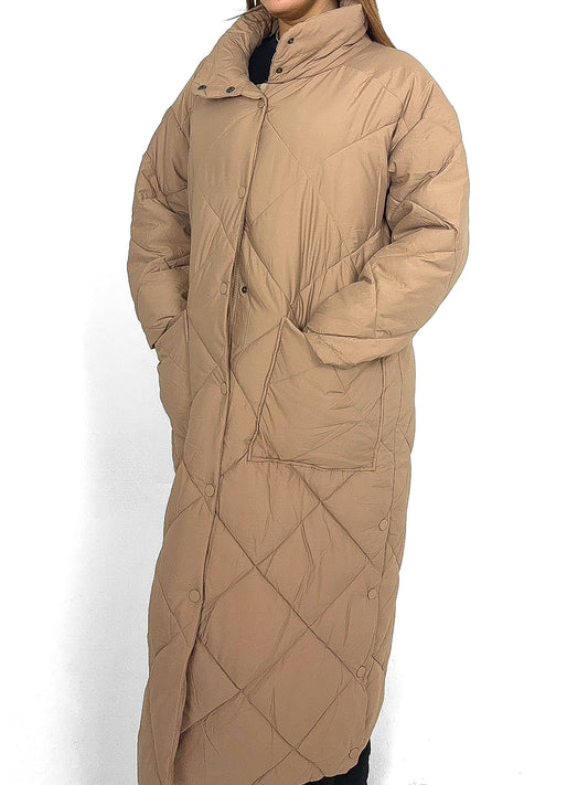 Diamond Quilt Longline Padded Coat