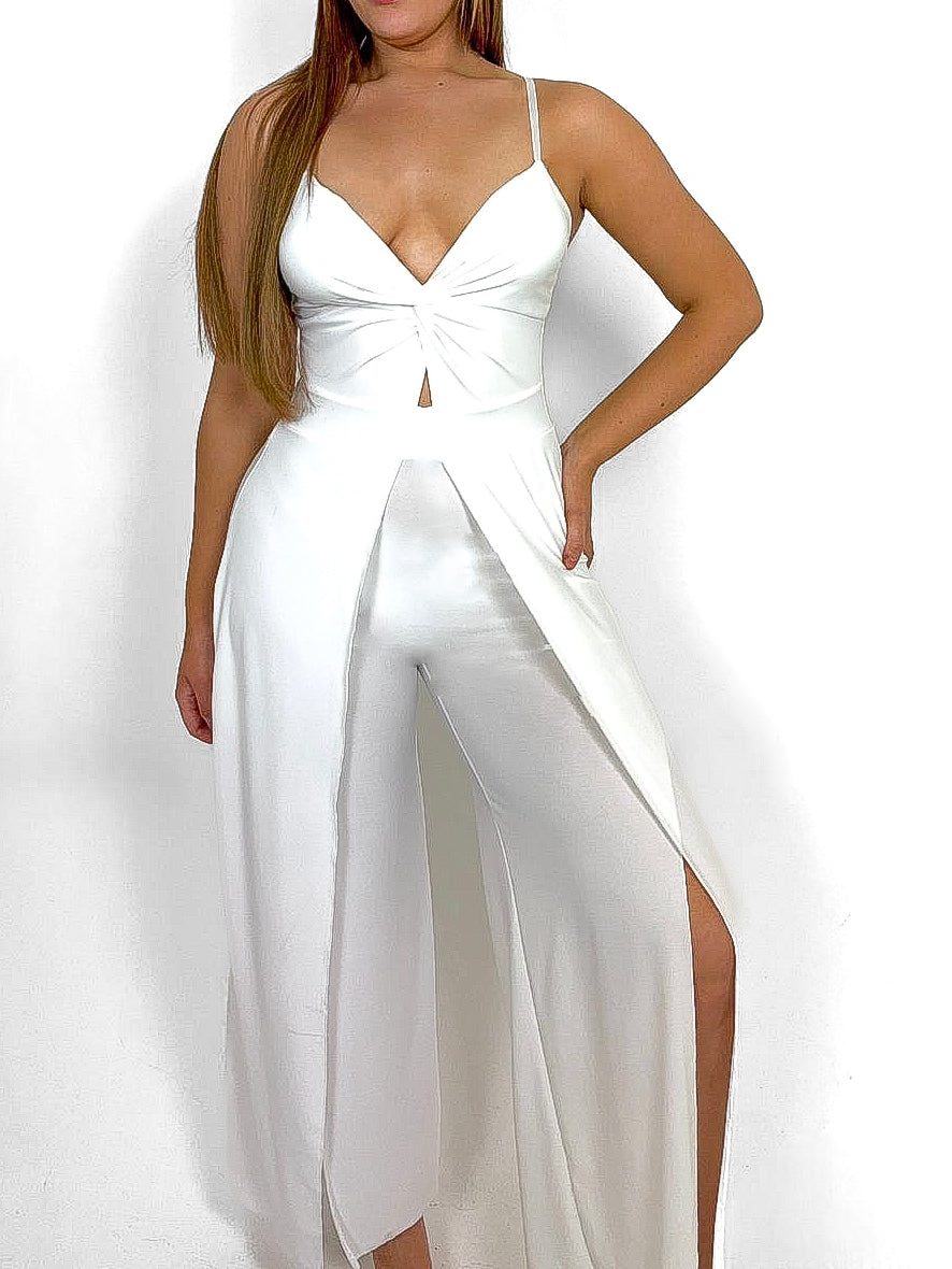 Twist Front Split Leg Jumpsuit