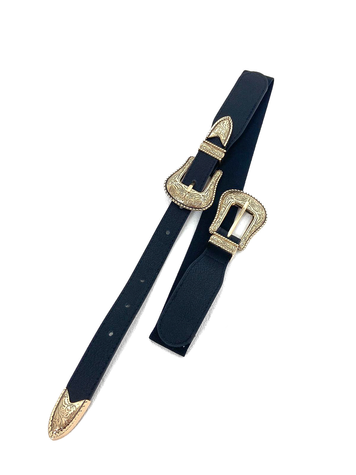 Double Buckle Elasticated Cowboy Belt