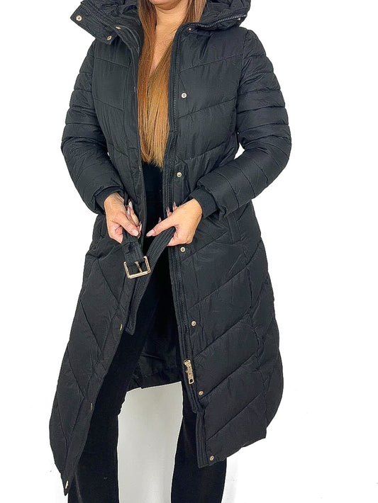 Slim Fit Longline Belted Coat