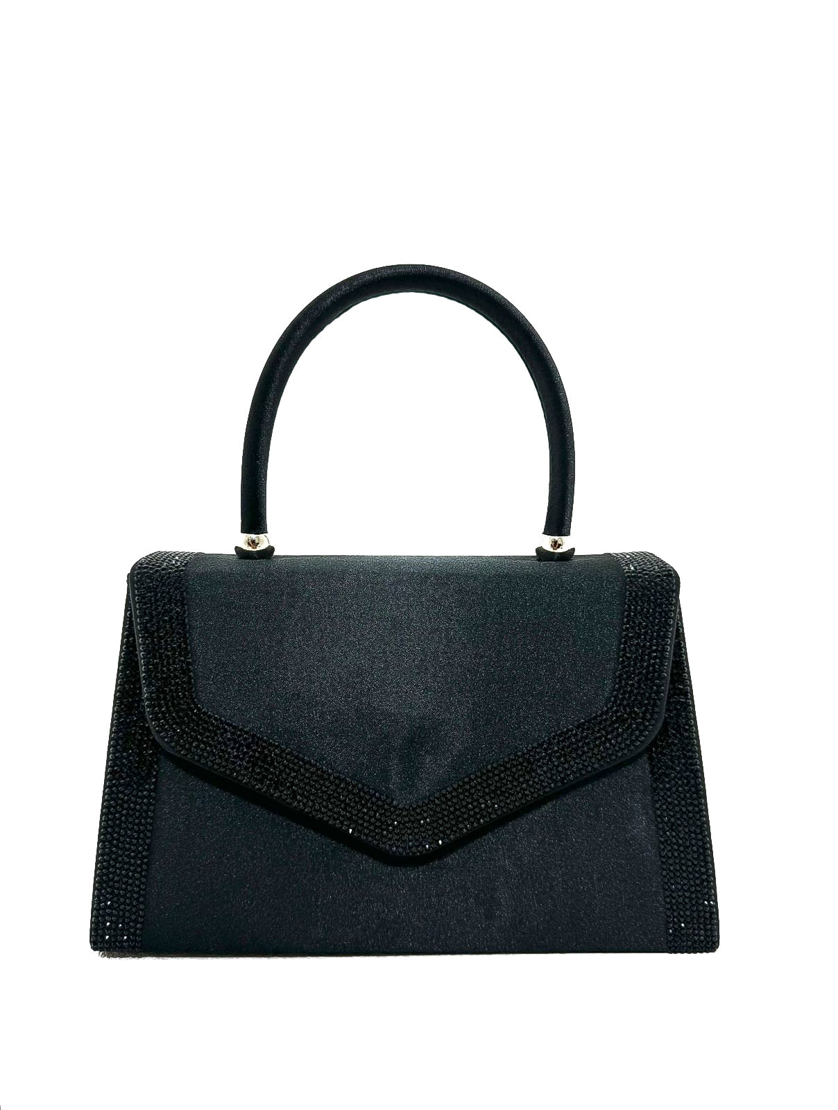 Diamante Detail Satin Top Handle Handbag