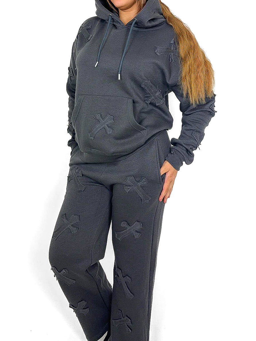 Cross Applique Oversized Tracksuit Set