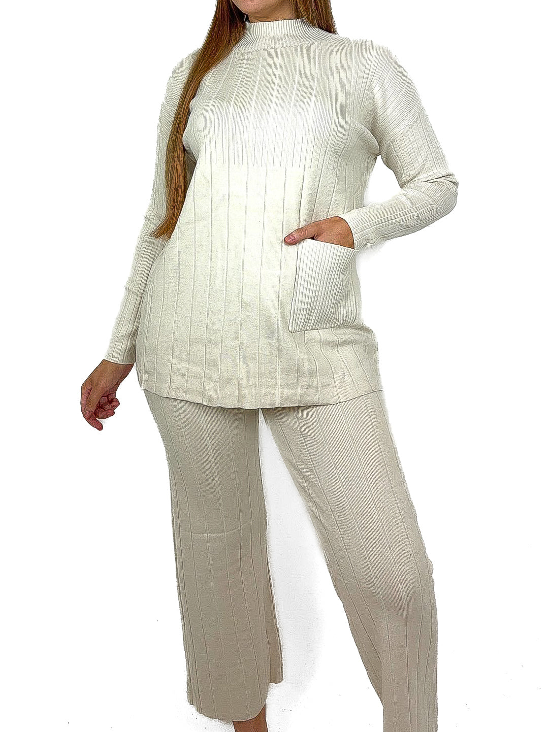 Pocket Front Oversize Sweater & Trousers Lounge Set