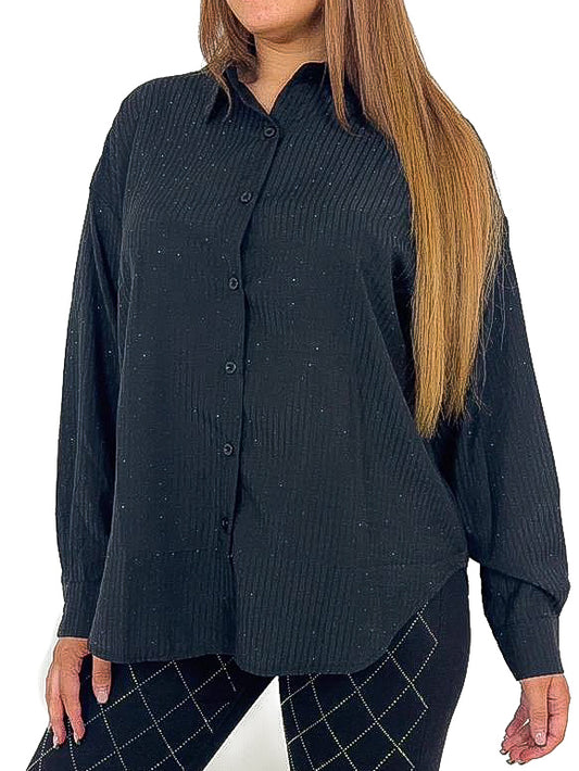 Diamante Scatter Burnout Stripe Blouse