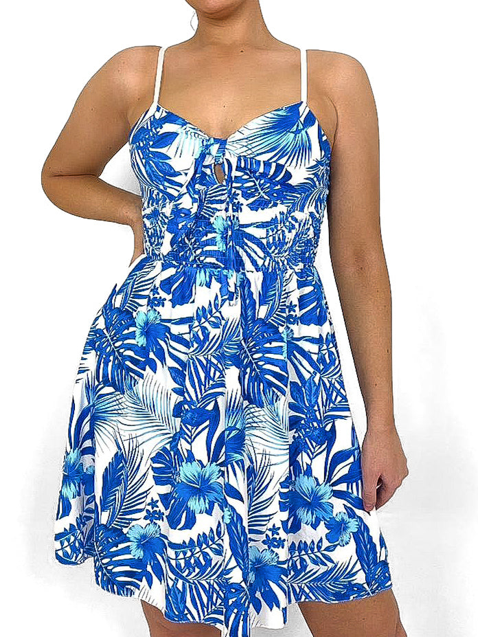 Printed Tie Front Summer Dress