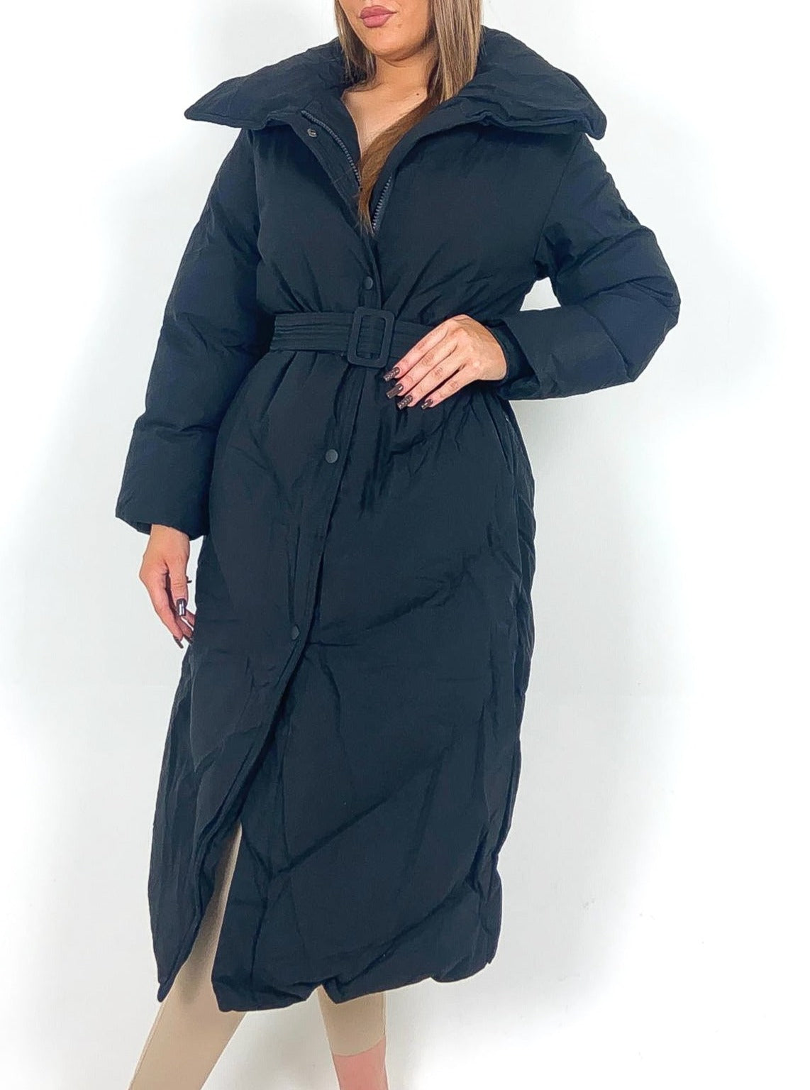 Longline Belted Padded Coat