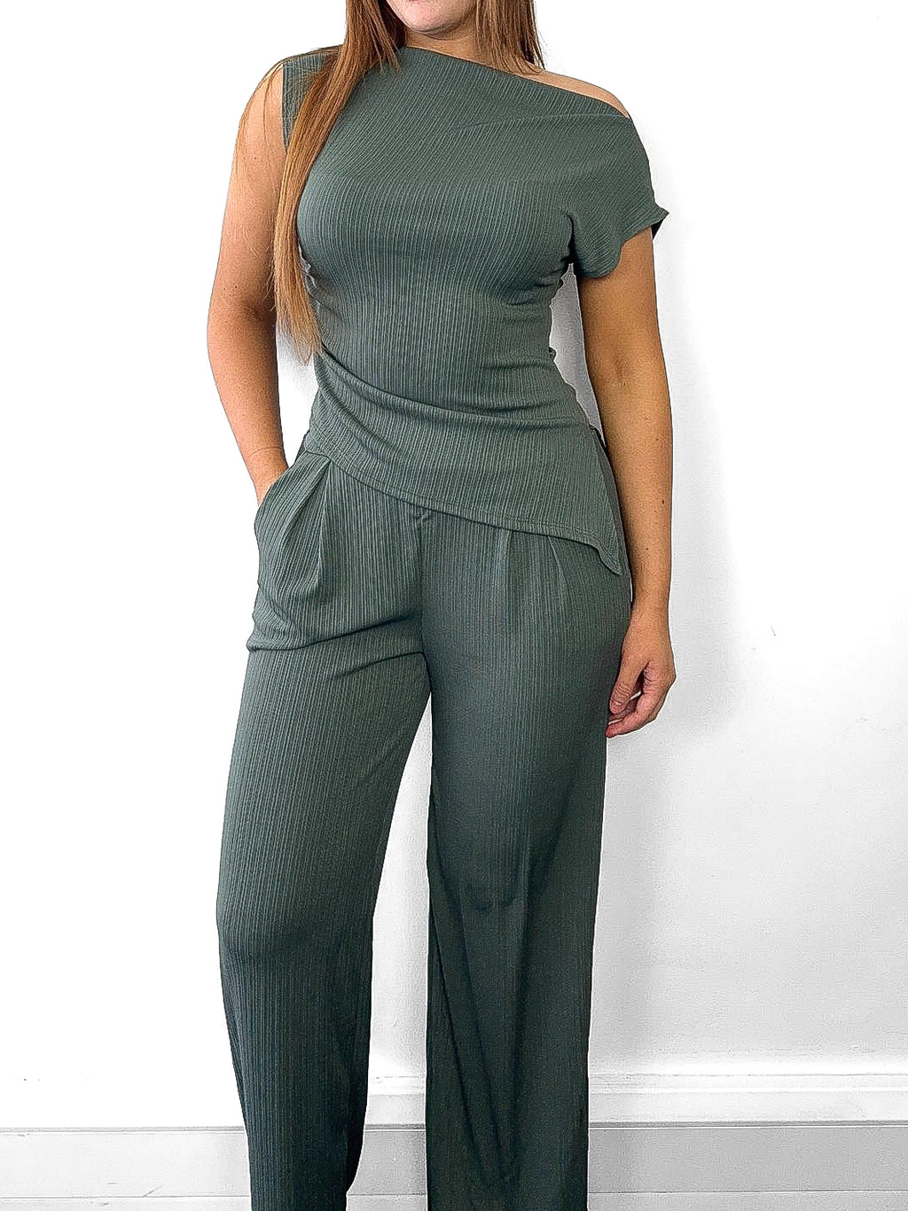 Asymmetric Top & Pants Set