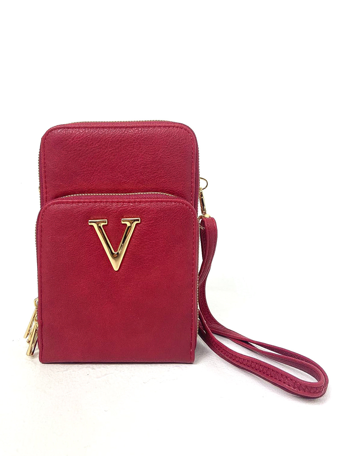 Double Zip "V" Crossbody Phone Bag