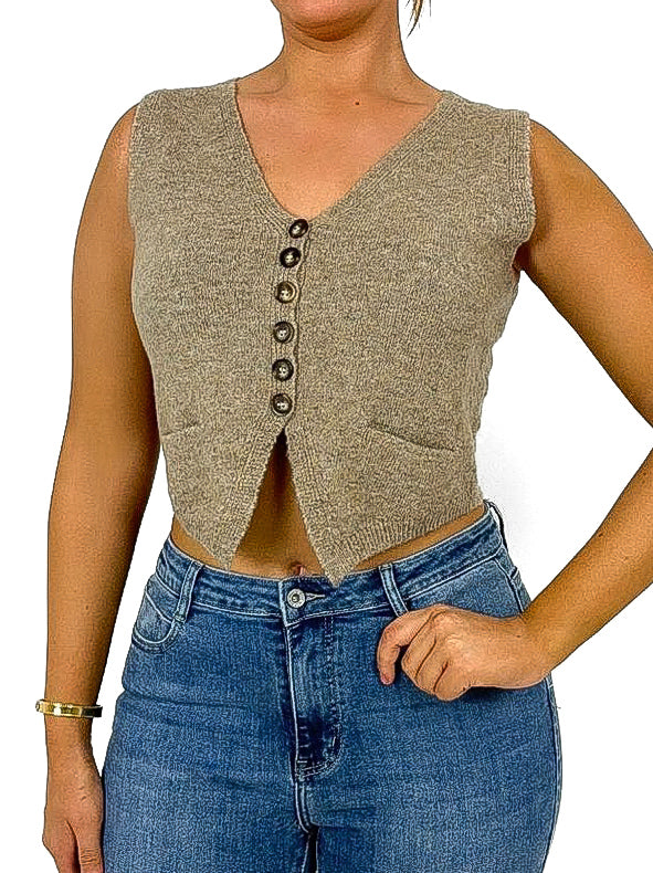 Crop Knitted Waistcoat