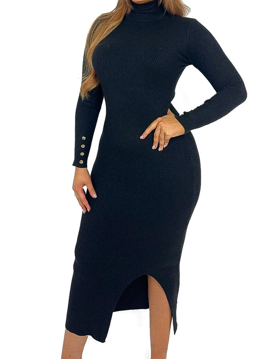 Roll Neck Bodycon Maxi Dress