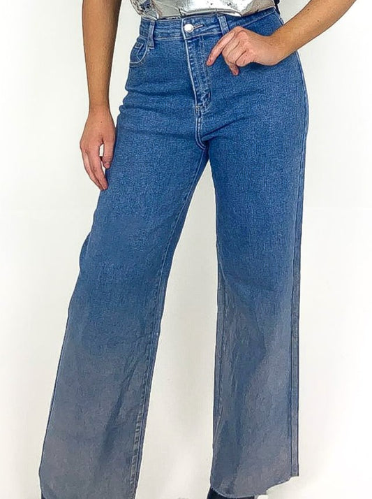 Metallic Spray Straight Leg Jeans