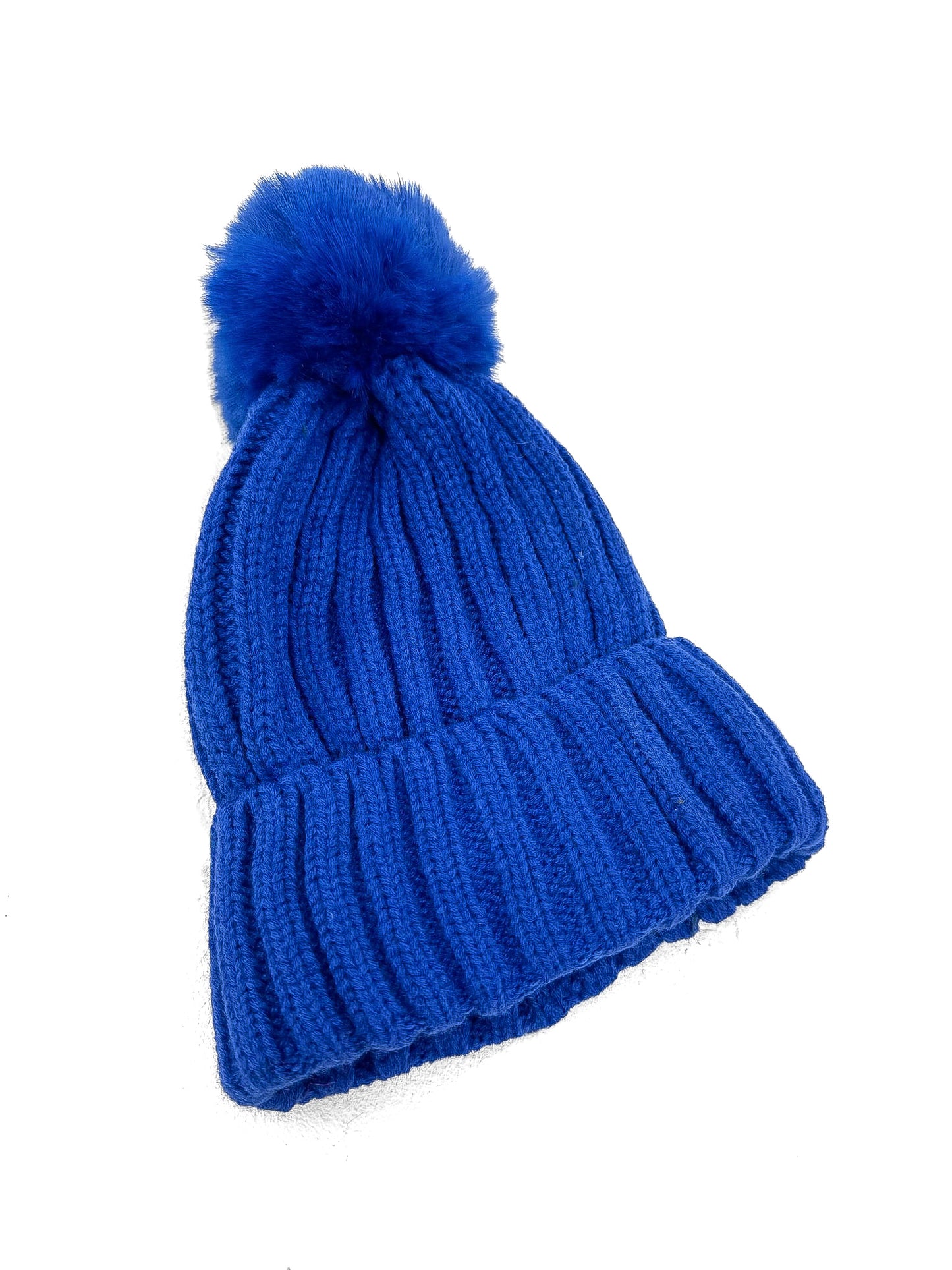 Rib Knit Pom Pom Beanie