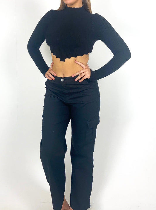 Stepped Hem Crop Jumper