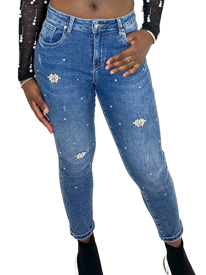 Diamante Detail Regular Fit Jeans