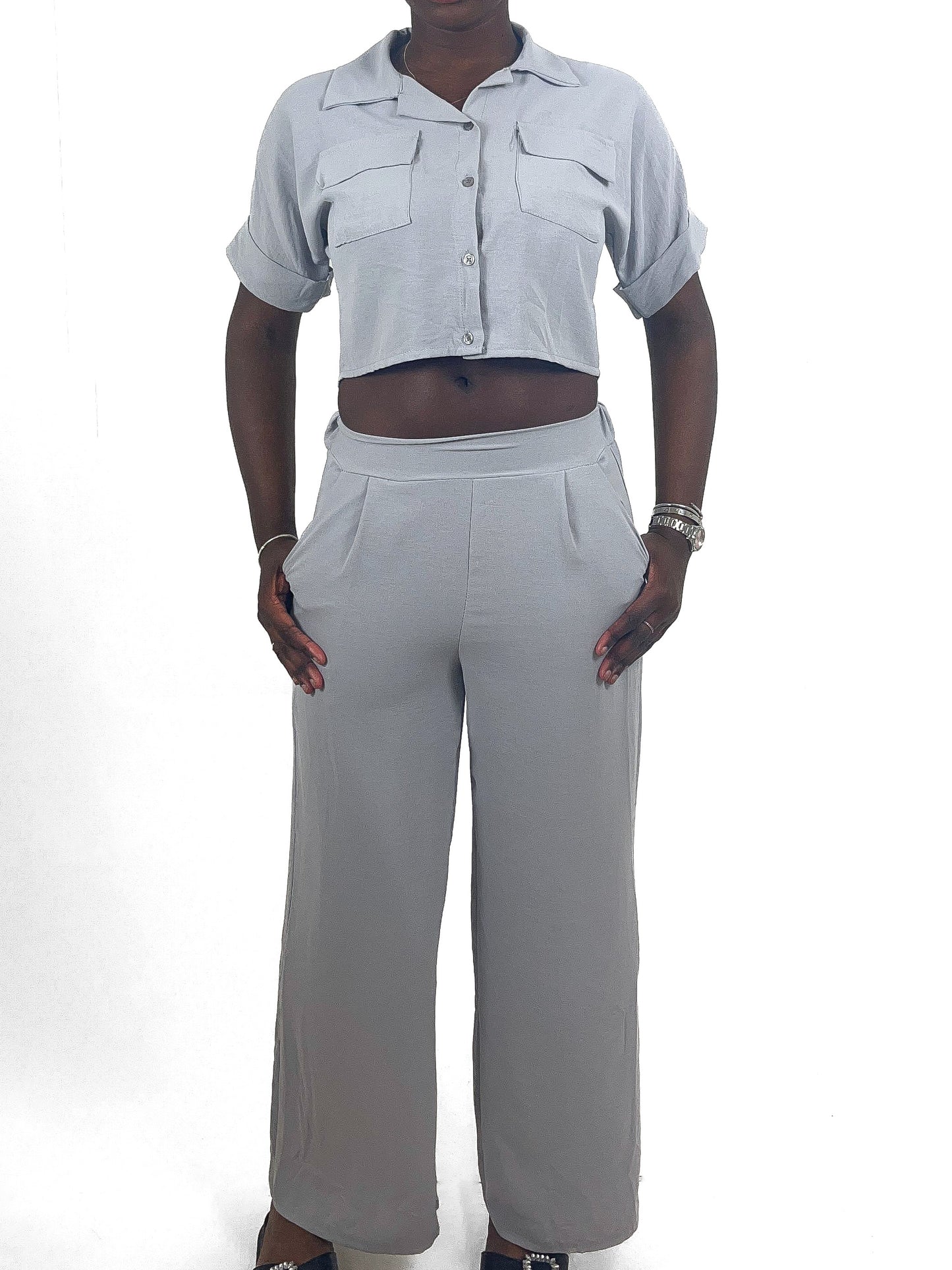 Cropped Shirt & Pants Set