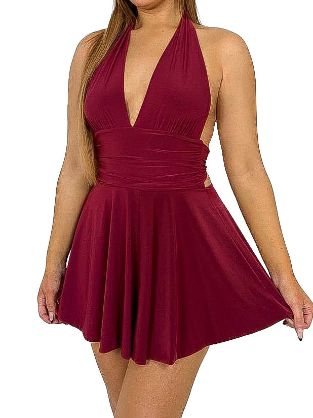 Backless Slinky Skater Dress