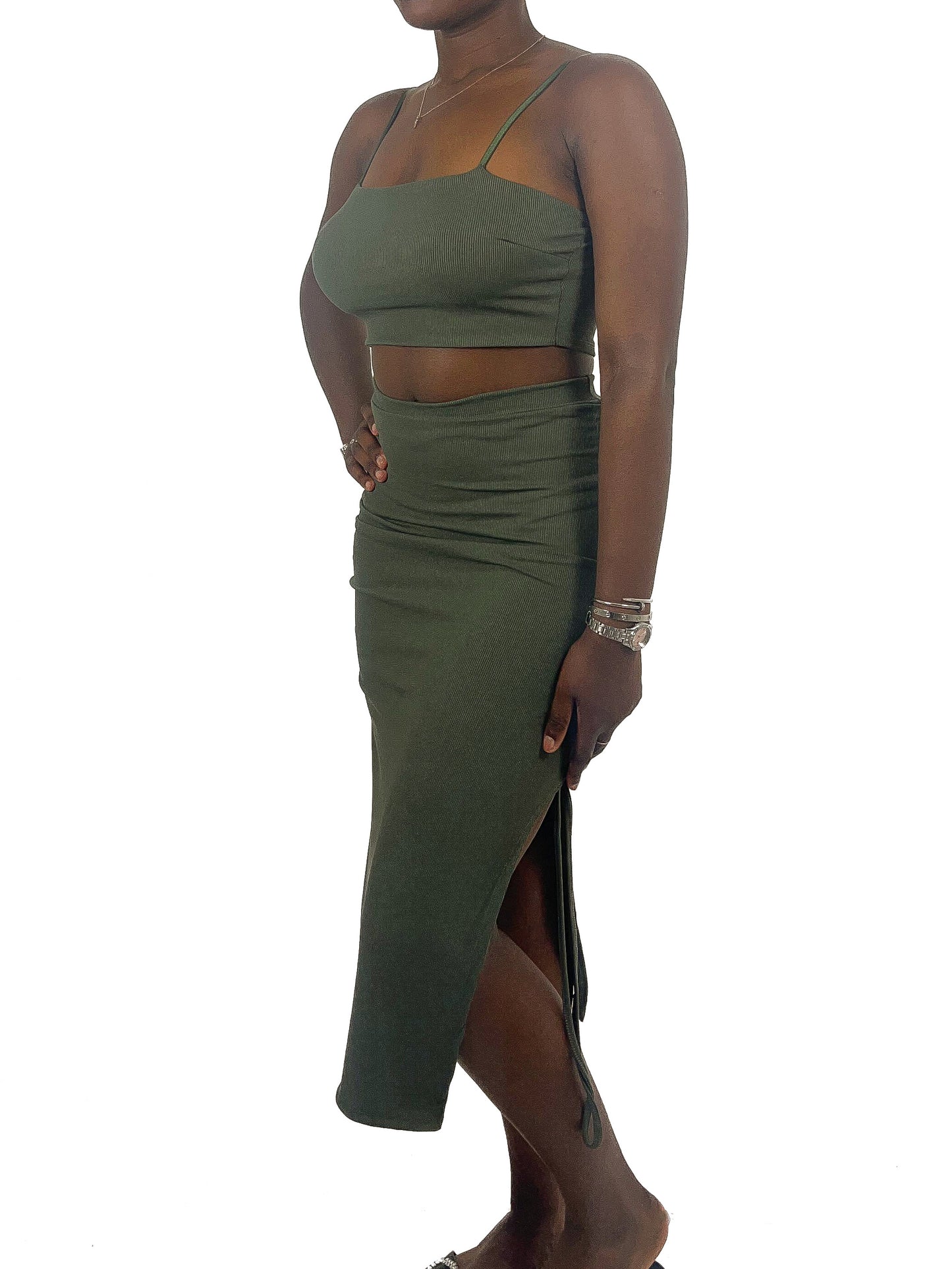 Cropped Vest & Ruche Skirt Set