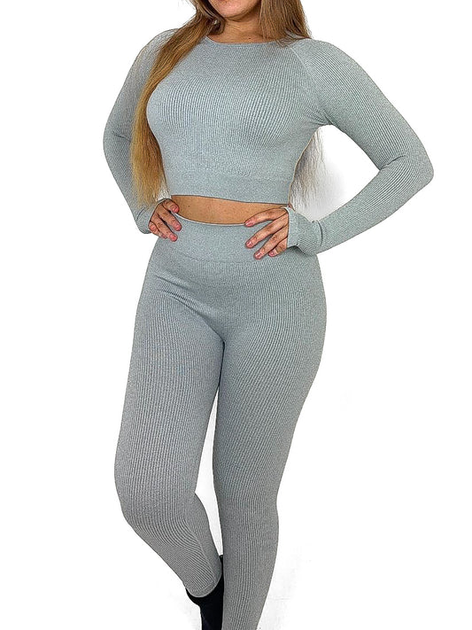 Round Neck Cropped Gym Set