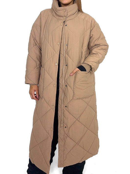 Diamond Quilt Longline Padded Coat