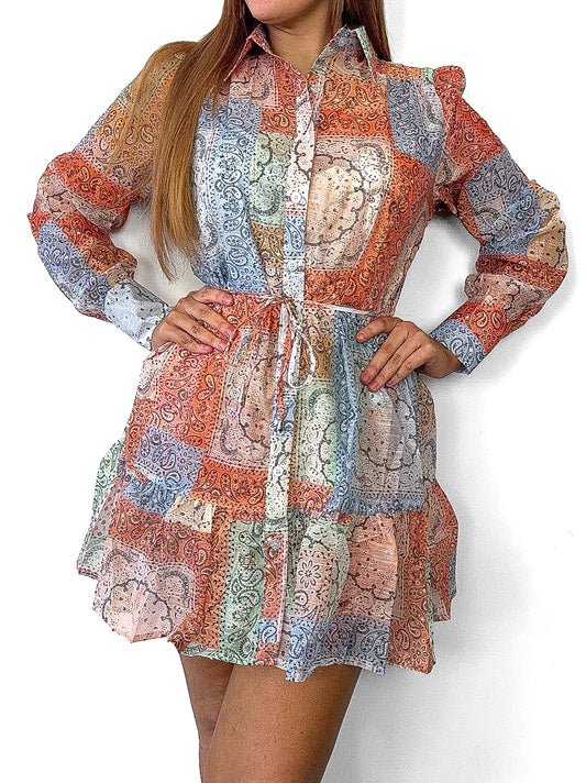 Two In One Paisley Shirt Dress