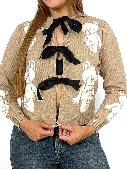 Tie Front Teddy Bear Cardigan