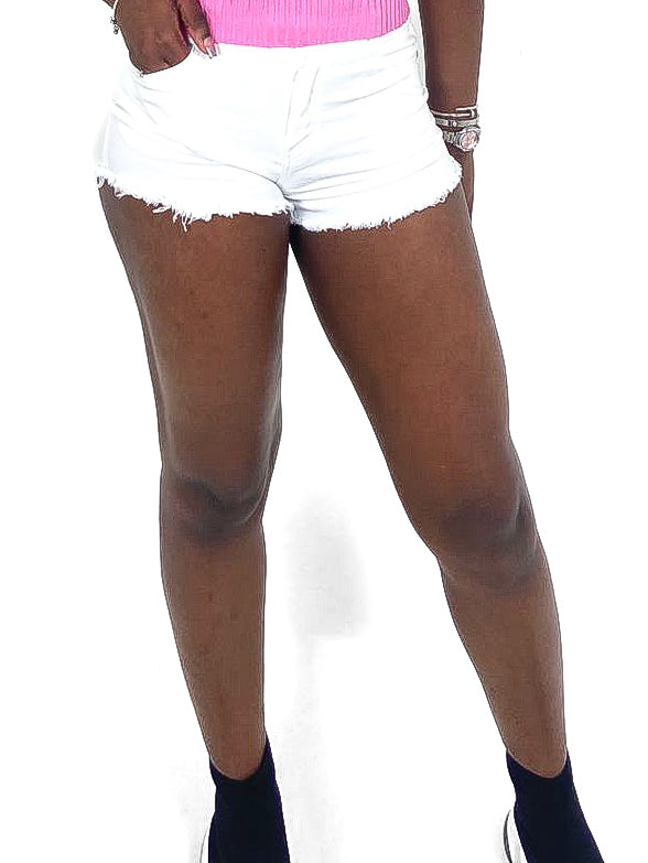 Fray Hem Denim Hot Pants