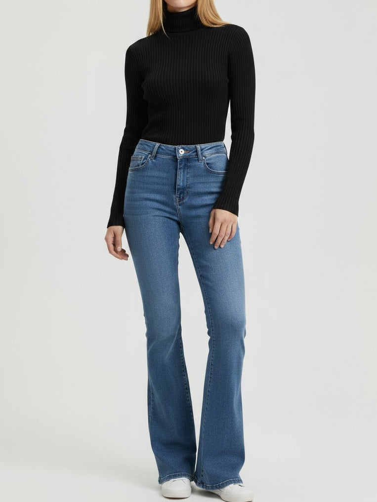 Rib Knit Roll Neck