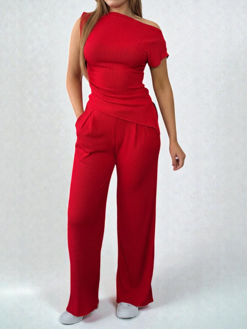 Asymmetric Top & Pants Set