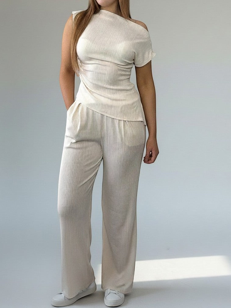 Asymmetric Top & Pants Set