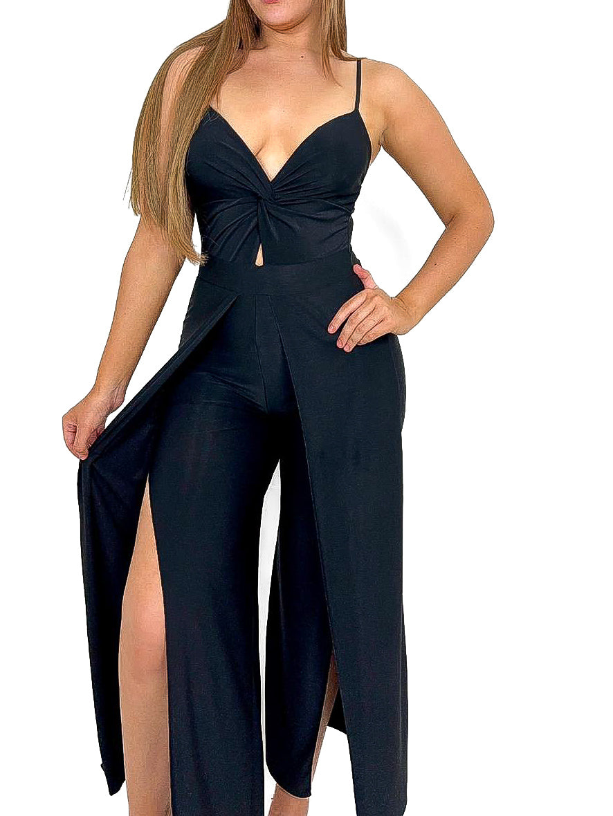 Twist Front Split Leg Jumpsuit