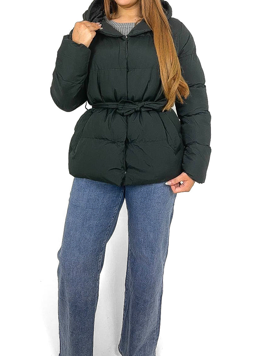 Padded Coat with Pull In Belt