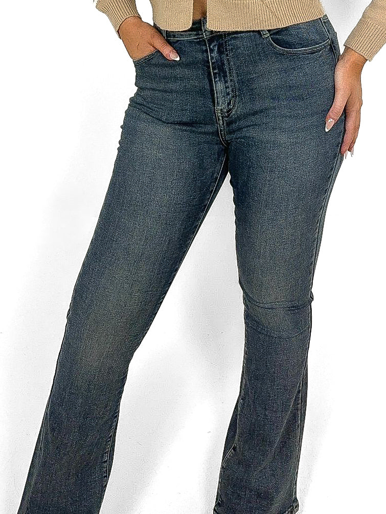 Vintage Wash Flare Jeans