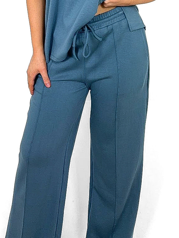 Pinch Seam Front Wide Leg Joggers