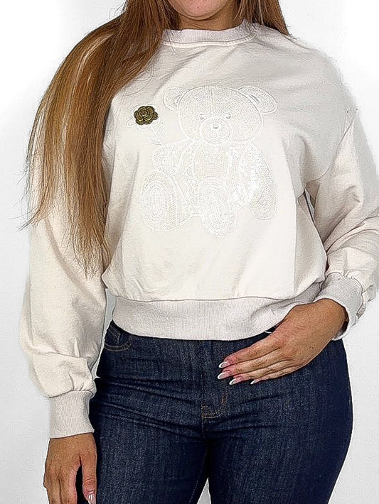 Embroidered Teddy Bear Sweatshirt