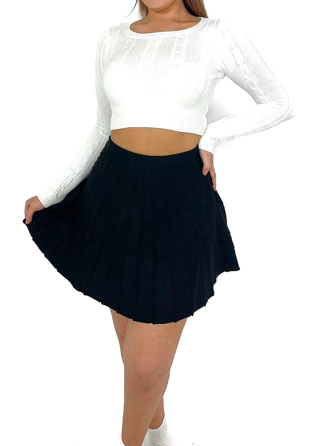 Cable Detail Knitted Skater Skirt