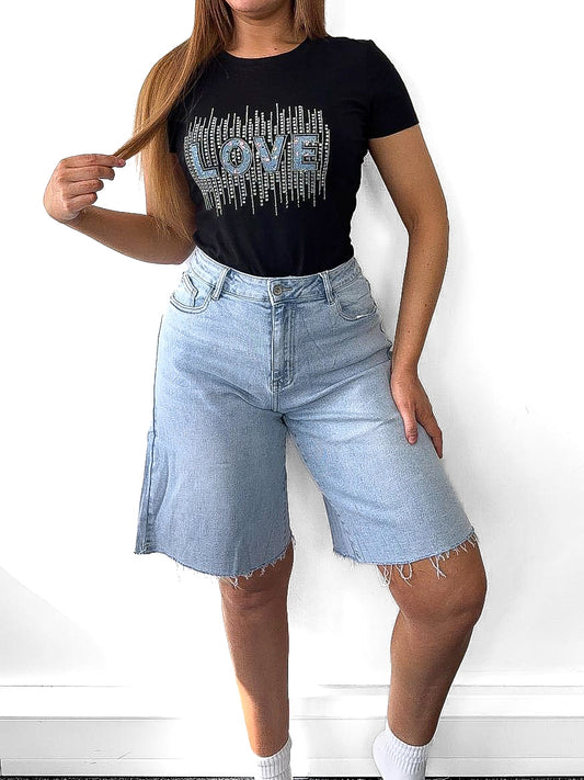 Stretch Loose Fit Denim Shorts