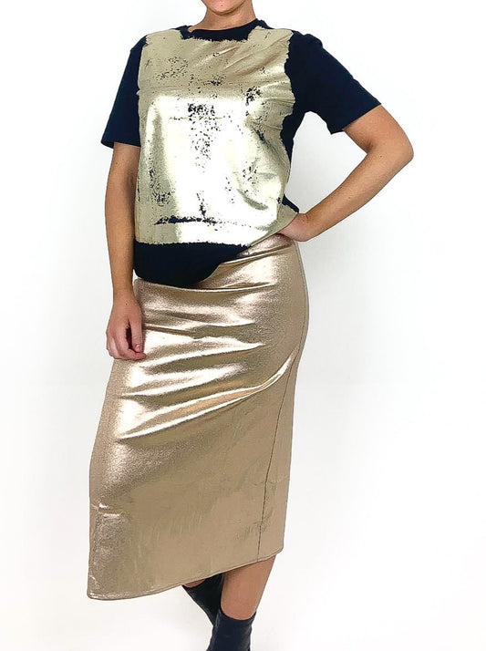 Metallic Coated Maxi Skirt