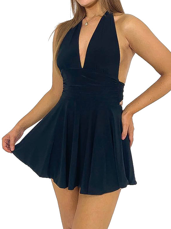 Backless Slinky Skater Dress