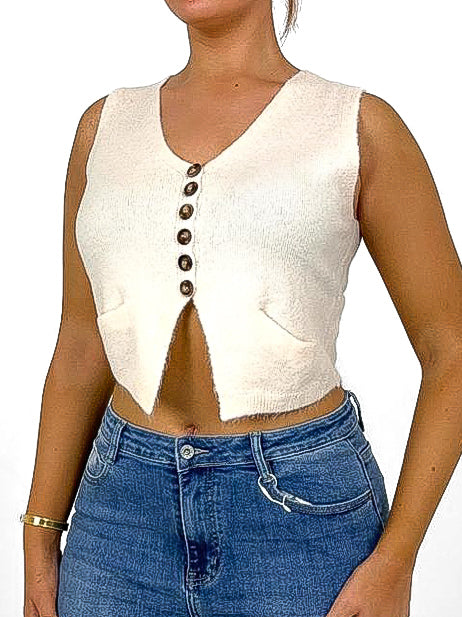 Crop Knitted Waistcoat