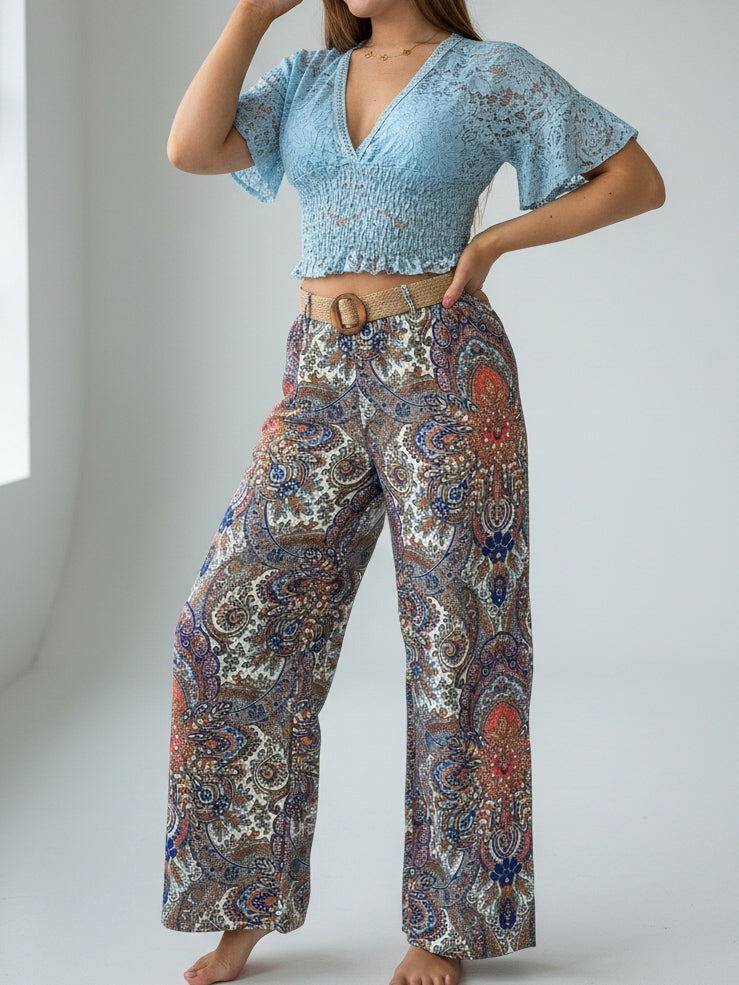 V Neck Lace Blouse