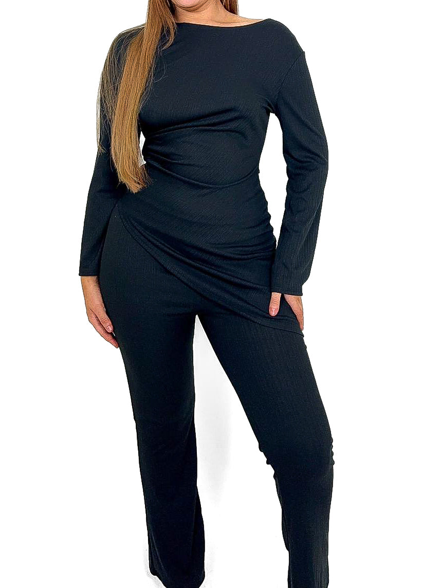 Asymmetric Hem Top & Pants Suit