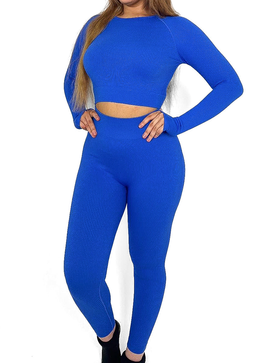 Round Neck Cropped Gym Set