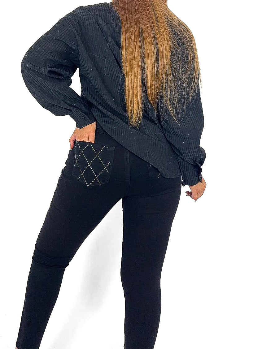Criss Cross Diamante Skinny Jeans