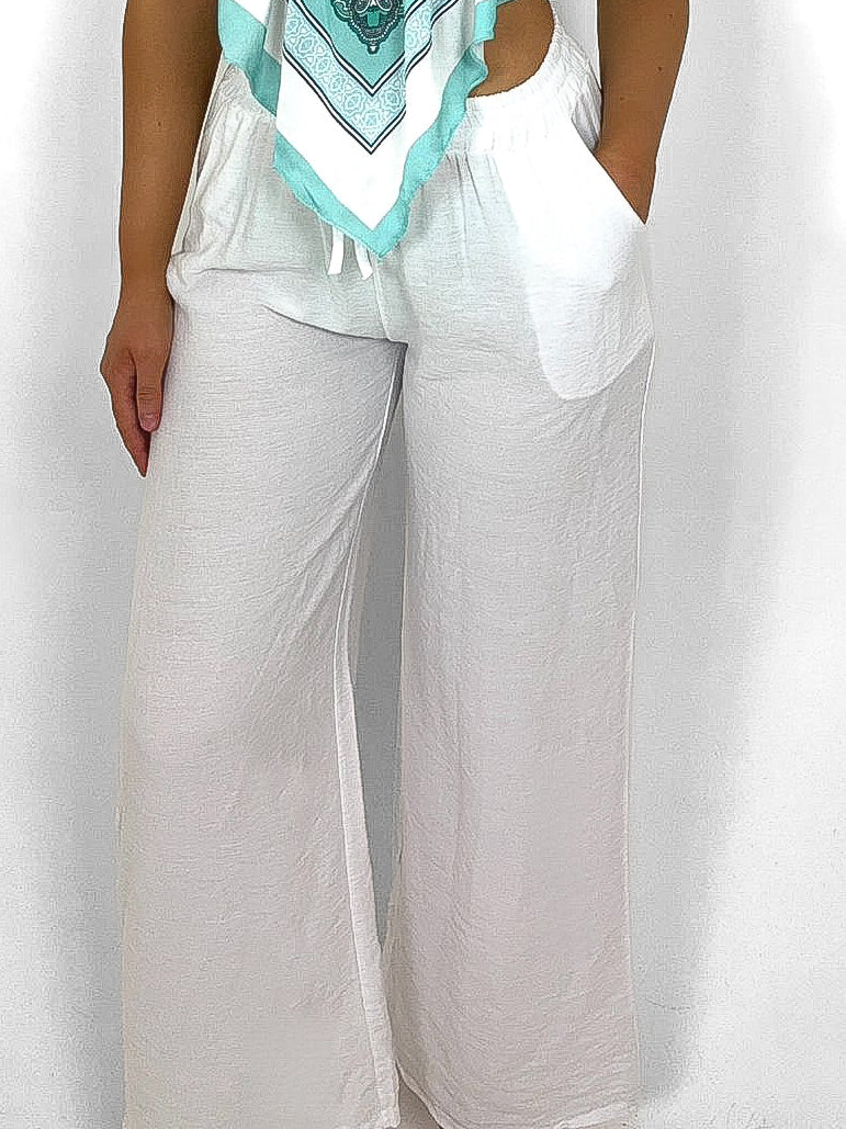 Linen Look Wide Leg Pants